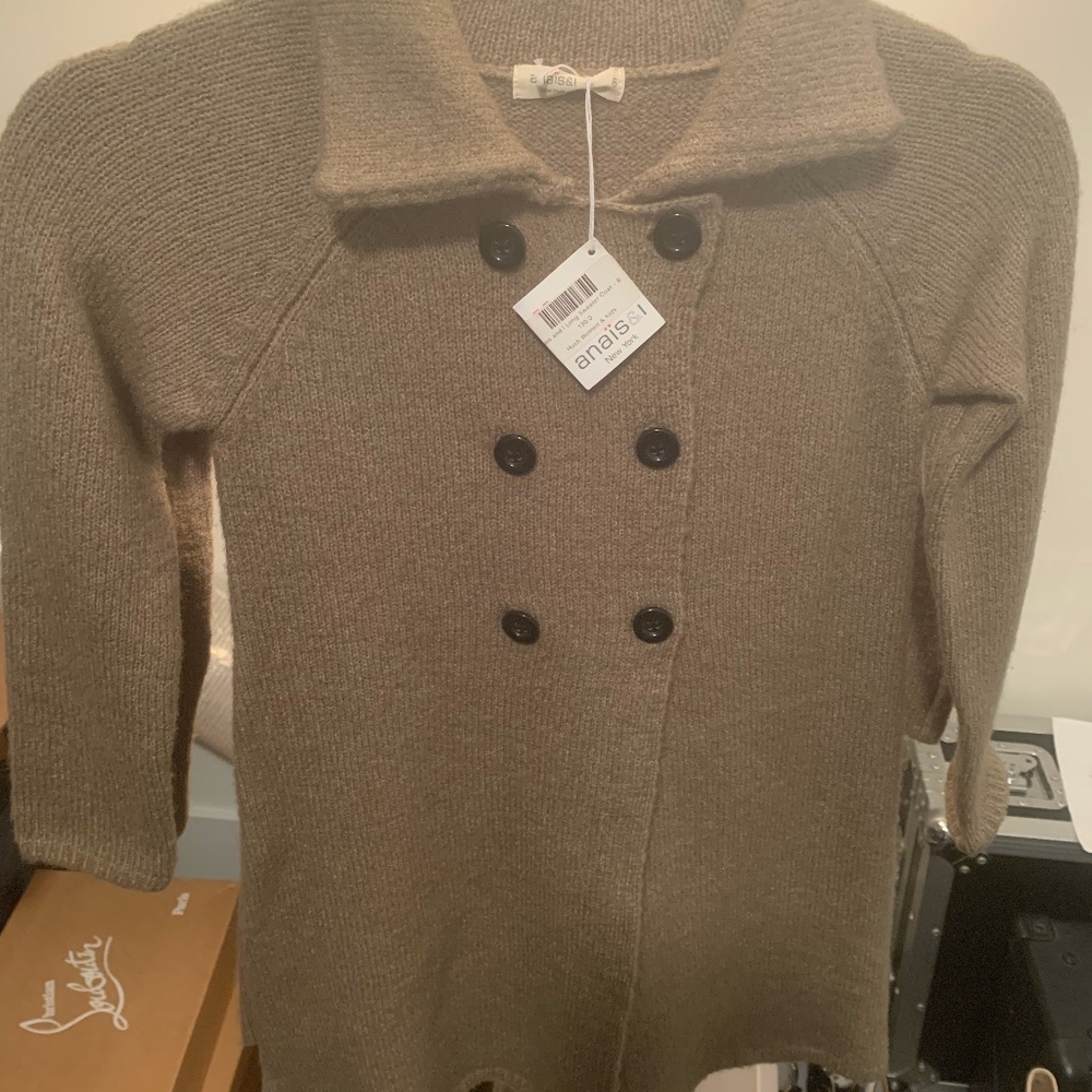 Anais&I - Dark Beige Knitted Long Sweater Coat